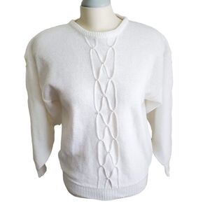 80's Vintage Rene de France Ivory/ White Knit Sweater Size Medium